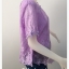 เสื้อลูกไม้สีม่วง แขนสั้น ชายผ้าแก้ว รอบอก 42 นิ้ว