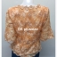เสื้อลูกไม้บุหงา สีส้ม แขนต่อระบาย รอบอก 39 นิ้ว