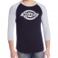 Dickies 3/4 Sleeve Baseball Tee, Black/Grey, Size M