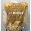เสื้อลูกไม้บุหงา สีทอง คอปาด แขน 3 ส่วน รอบอก 36 นิ้ว