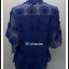 เสื้อลูกไม้ คอวีตั้ง สีน้ำเงิน ติดกระดุมหน้า รอบอก 38 นิ้ว