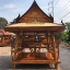 ( รหัส E2-G.) ศาลาไม้สัก สีเงา หลังคาสีน้ำตาล เสากลมเอีง ทรงไทย รหัส (E12) T8A-YW ขนาด 2.40x2.240x3.00 เมตร