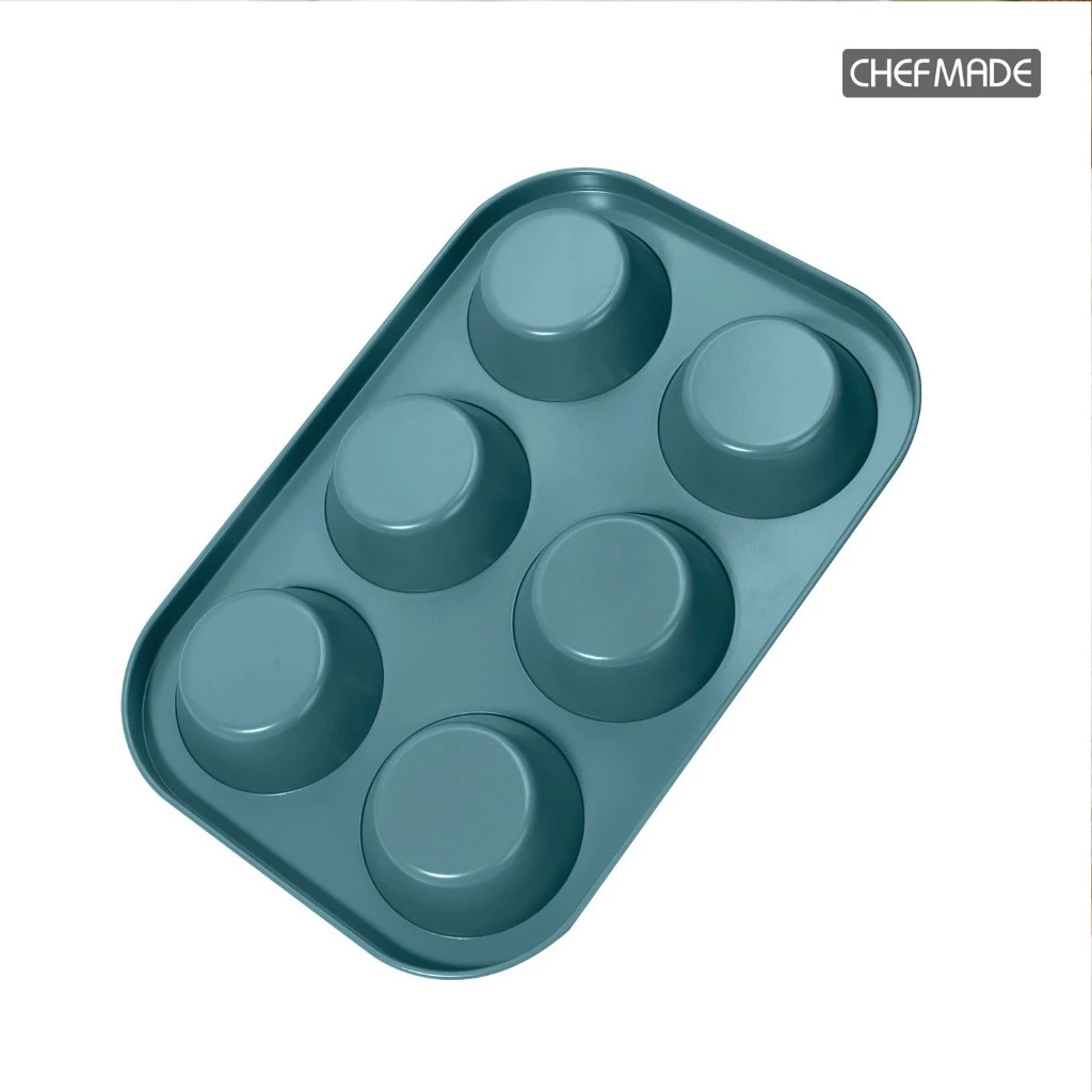 Chefmade WK10048- 6-Cup Non Stick Muffin Pan 289 x 195 x 29 mm.(Green) (11-8197)