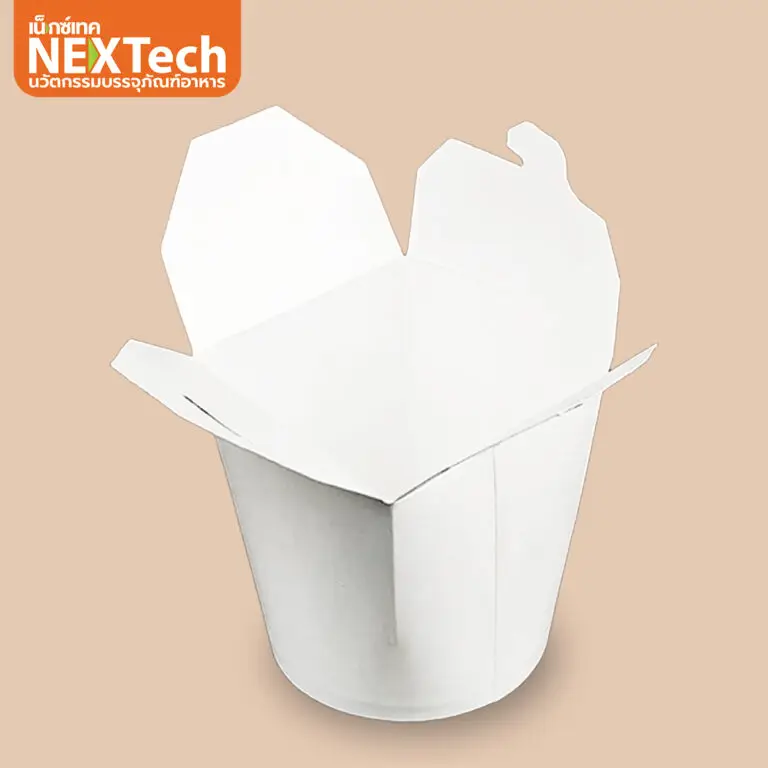 ถ้วยกระดาษฝาเกี่ยวก้นกลม (กล่องบะหมี่ไก่ฉีก) 32 oz. ขาว 20 ใบ (09-9060)