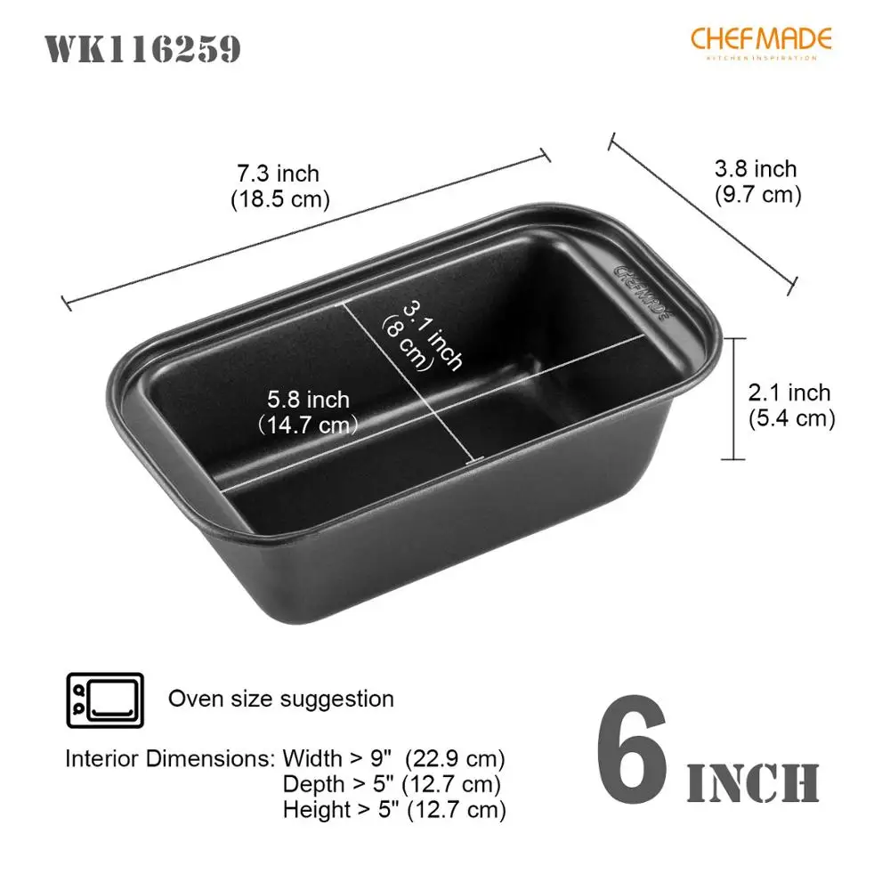 Chef Made WK 116259 พิมพ์ขนมปังมินิ Non Stick Mini Loaf Pan (11-8171)