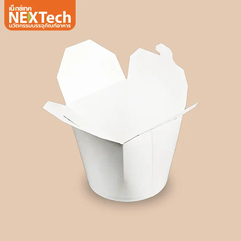 ถ้วยกระดาษฝาเกี่ยวก้นกลม (กล่องบะหมี่ไก่ฉีก) 16 oz. ขาว 20 ใบ (09-9058)