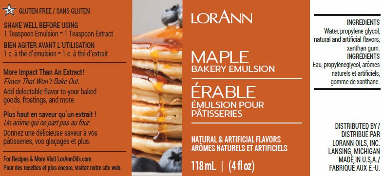 LORANN Maple Bakery Emulsion 4 Oz.กลิ่นเมเปิล (118 ml) (06-8498)