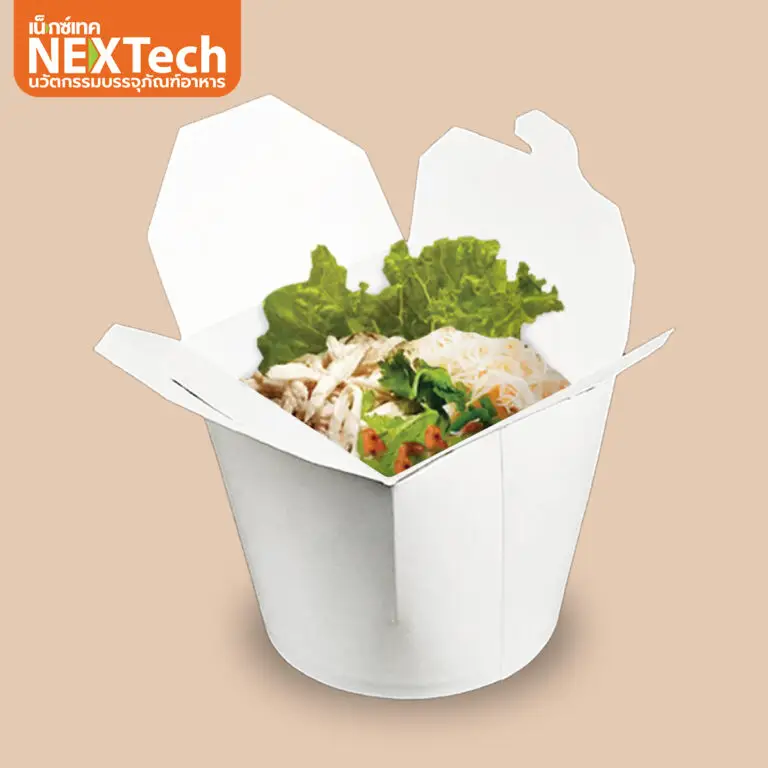 ถ้วยกระดาษฝาเกี่ยวก้นกลม (กล่องบะหมี่ไก่ฉีก) 26 oz. ขาว 20 ใบ (09-9059)