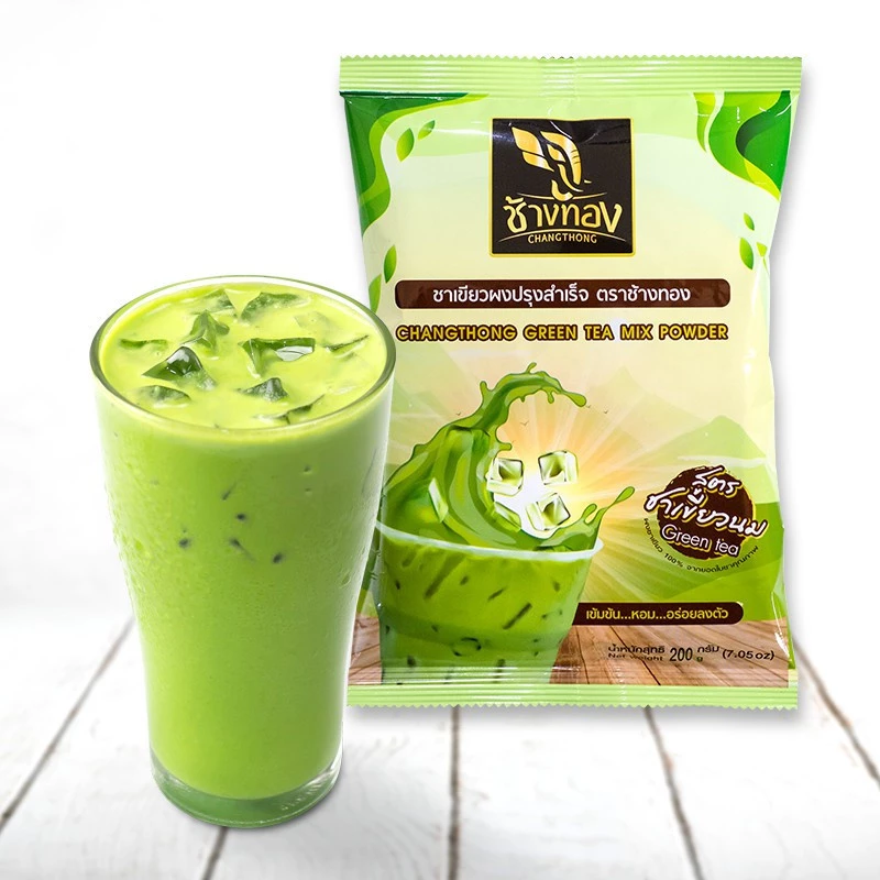 ชาเขียวผงปรุงสำเร็จ ตราช้างทอง ขนาด 200 กรัม สูตรชาเขียวนม Chang Thong Green Tea Mix Powder (LSI) (05-5918)