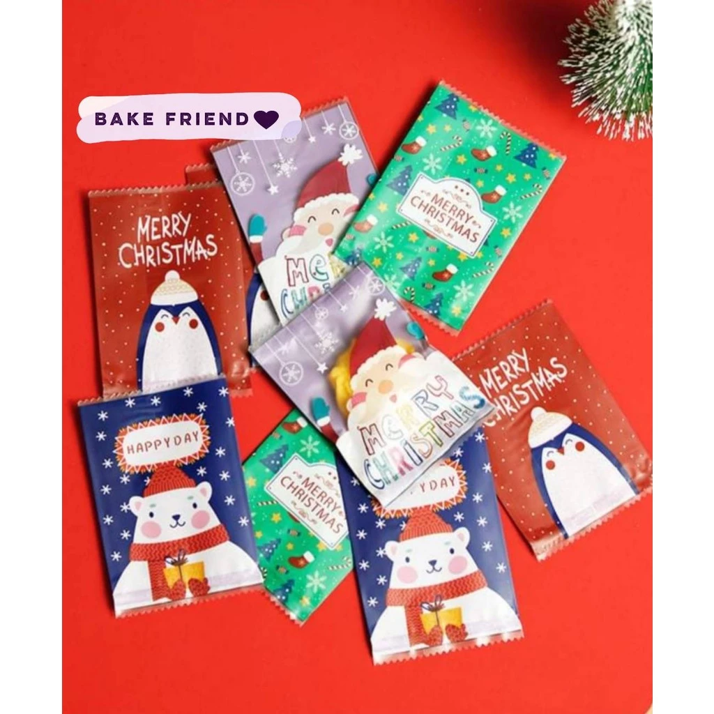 ถุงคุ๊กกี้คริสต์มาส คละลาย 7 x 10 cm. 95 ใบ Christmas Cookie Bag 7 x 10 cm. 95 pcs. (10-8156)