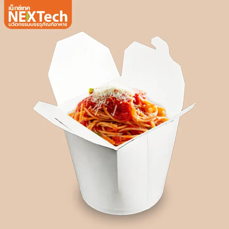 ถ้วยกระดาษฝาเกี่ยวก้นกลม (กล่องบะหมี่ไก่ฉีก) 32 oz. ขาว 20 ใบ (09-9060)