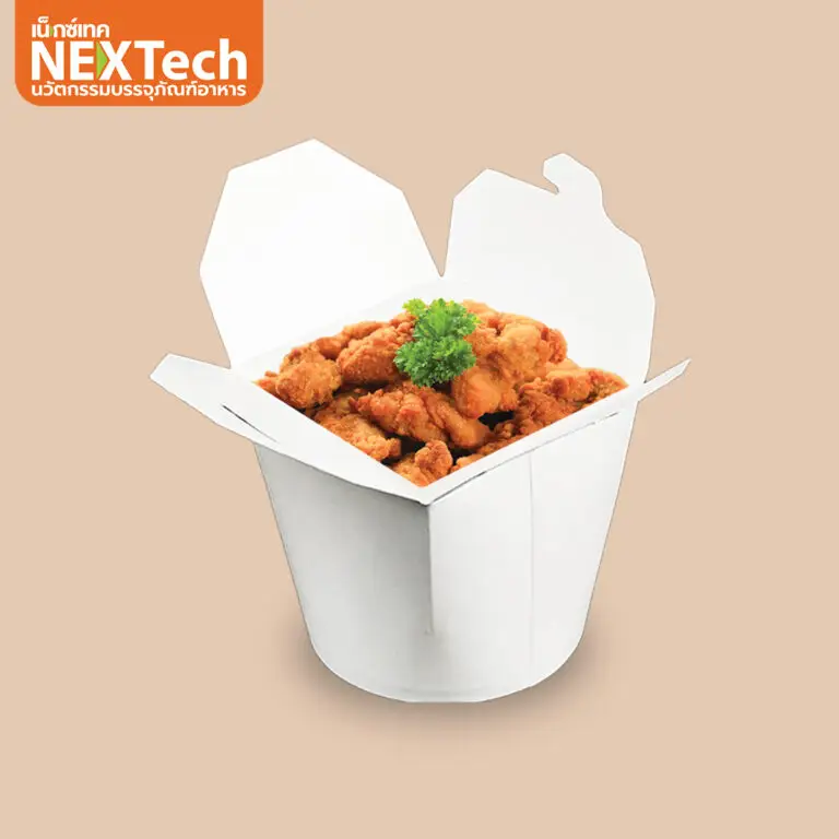 ถ้วยกระดาษฝาเกี่ยวก้นกลม (กล่องบะหมี่ไก่ฉีก) 16 oz. ขาว 20 ใบ (09-9058)