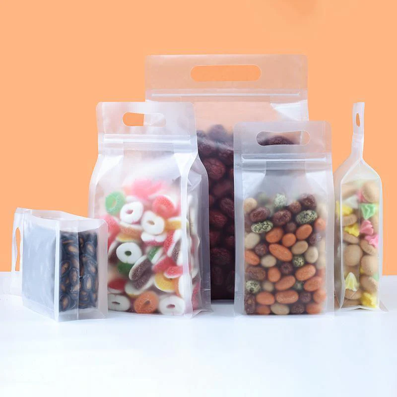 ถุงซิปแบบขุ่นแนวตั้ง มีหูหิ้ว ขยายข้าง 18 x 28 +8 ซม. 50 ใบ (10-8148)